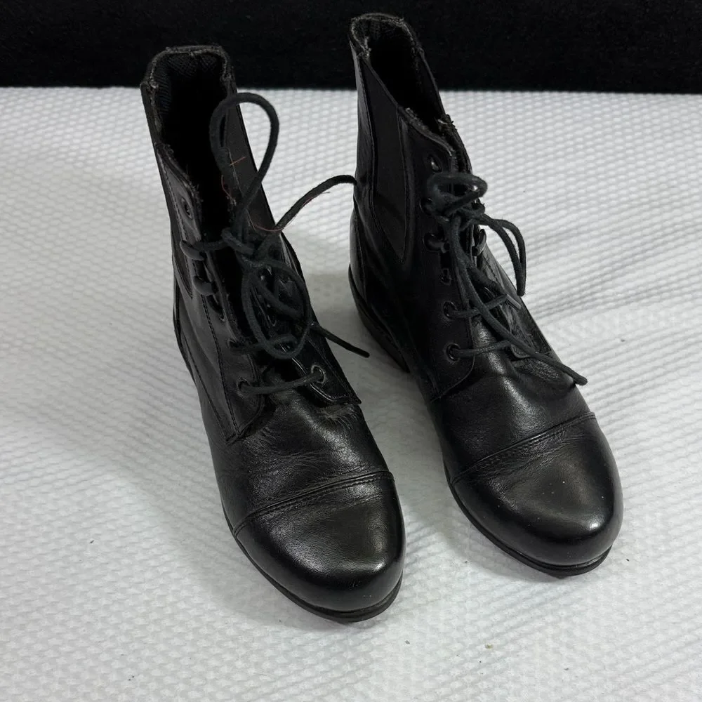 Old West Black Lace-Up Ankle Boots Kids Size 110 (11) unisex